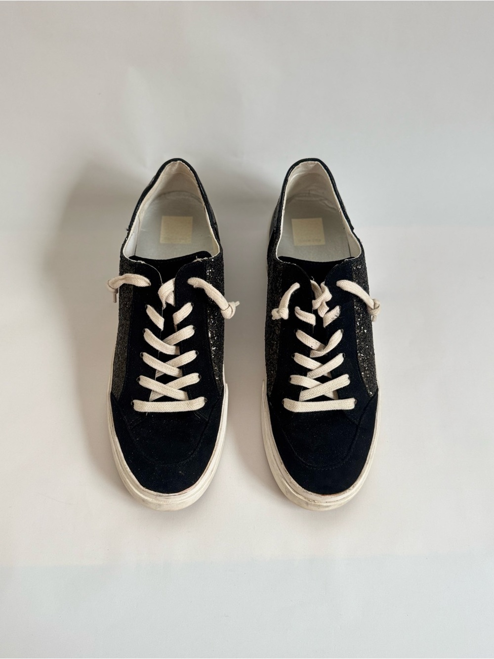 Dolce Vita Black Glitter Accent Sneaker with White Insole